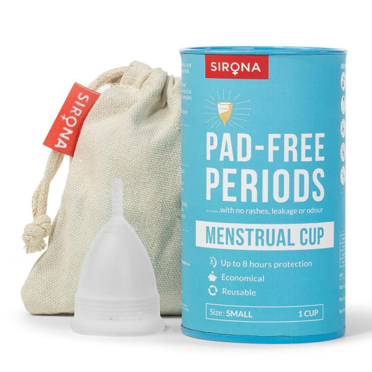 Reusable Menstrual Cup with Pouch for Women, Rash-Free, Leak-Free, Odour-Free, Foldable Period Cup, 8-10 Hours Protection - Small (1N)