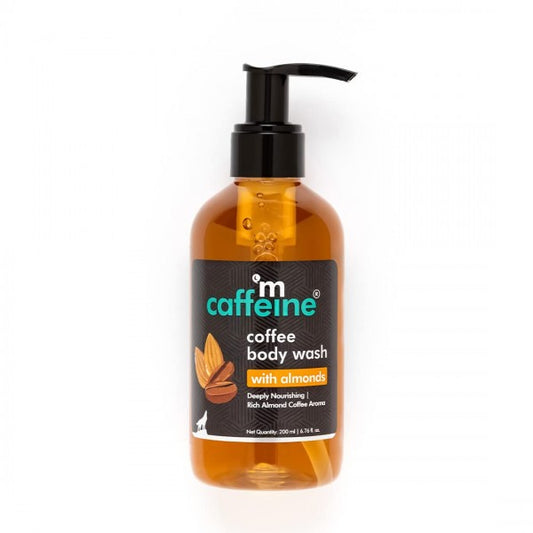 mCaffeine Coffee Body Wash With Almonds | De-Tan & Deep Cleansing Shower Gel|Enriched With Vitamin E&In Energizing Nutty Almond Aroma|Shower Gel|Suitable For All Skin Types|For Both Men&Women - 200Ml