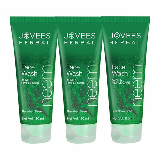 Jovees Herbal Neem Face Wash With Neem & Tea Tree Extracts | For Oily & Acne Prone Skin | Oil Control, Remove Impurities And Prevents Pimples For Men & Women | 120 ML (Pack of 3)