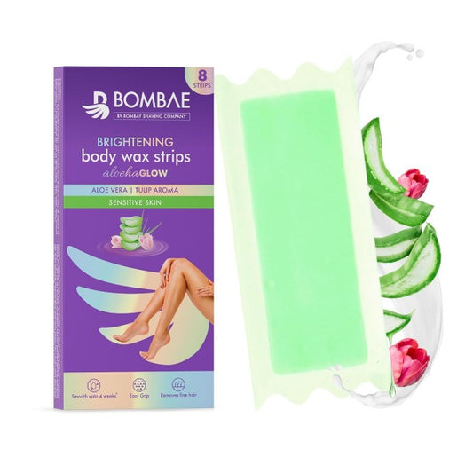 Bombae Full Body Wax Strips with Aloe Vera for Women (8+2 Strips)| Full Body Cold Wax Strips for Sensitive Arms, Underarms, Legs | Post-wax Wipes for mess-free, Smooth skin