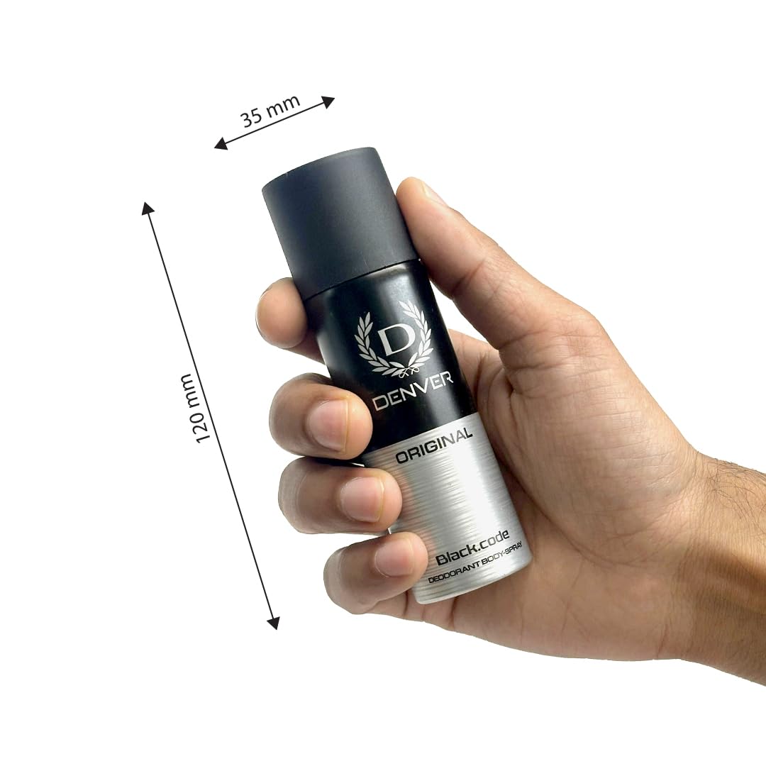 Denver Black Code Nano Deodorant for Men | Long-Lasting Freshness | Travel Size Body Spray | Pack of 4 (50ml Each)
