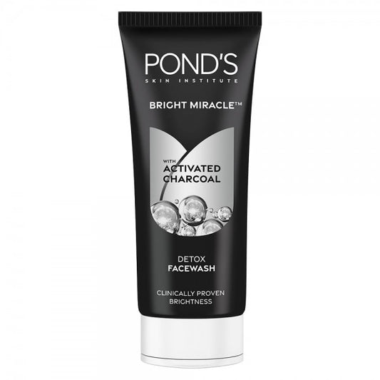 Pond’s Pure Detox, Facewash, 100g, for Fresh, Glowing Skin, with Activated Charcoal, Daily Exfoliating & Brightening Cleanser, Pollution Clear Face Wash