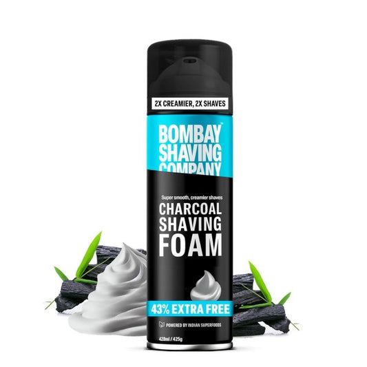 Bombay Shaving Company Charcoal Shaving Foam for Men, 425g (43% Extra) | More than 100 shaves | Activated Charcoal and Moroccan Argan Oil || Prime Exclusive Foam