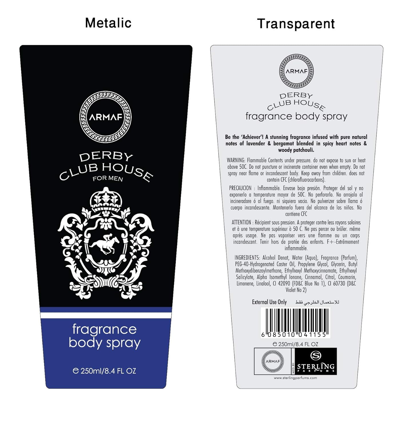 Armaf Derby Club House Body Mist for Men 250ml | Fresh Woody Fragrance | Long Lasting Deodorant Spray