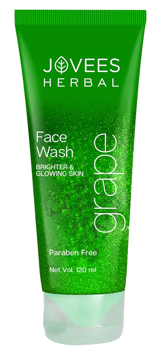 Jovees Herbal Grape Face Wash With Grape Seed & Orange Peel Extracts | For Brighter & Glowing Skin | Reduces Uneven Skin Tone & Fine Lines | For All Skin Types |120 ML