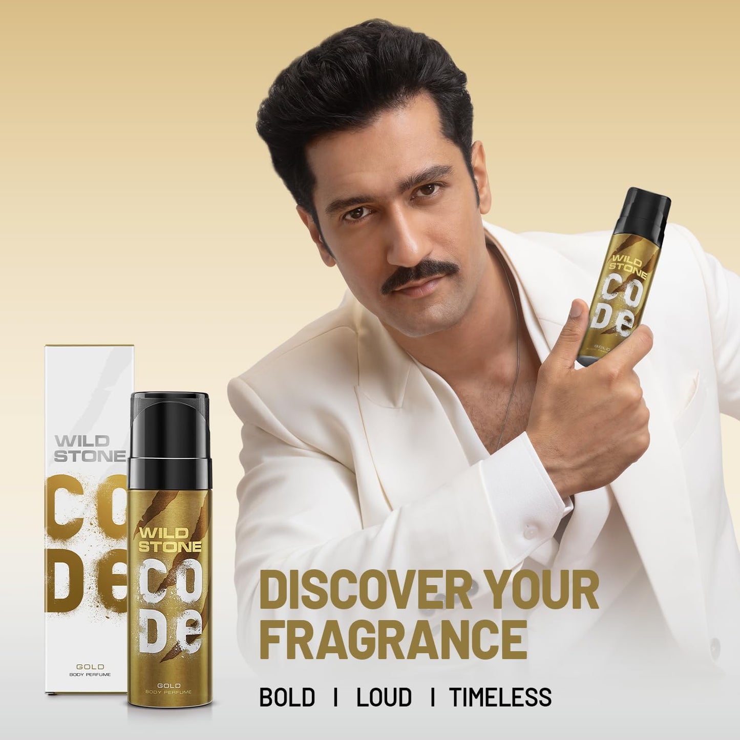 Wild Stone CODE Gold Fresh Scented Body Perfume for Men, 120ml | No Gas Deodorant | Long Lasting Body Spray