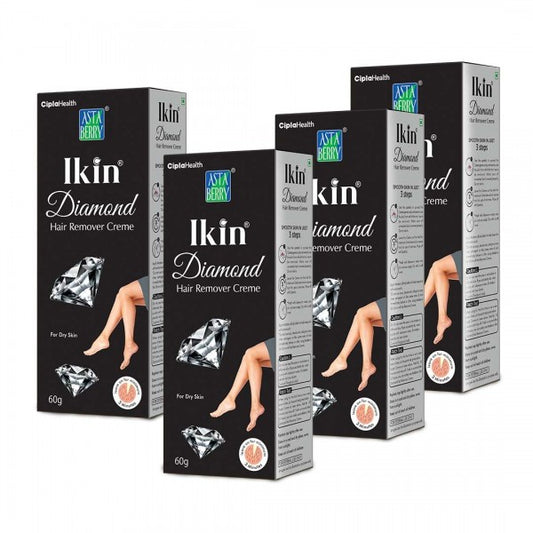 Ikin Diamond Hair Remover Cream - Hair Removal Cream for Women for all Skin types |Suitable for Legs, Underarms & Bikini Line, Pack of 4 (60gm X 4)