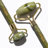 mCaffeine Jade Roller Face Massager | Improves Skin Elasticity, Reduces Puffiness & Wrinkles, Eases Fine Lines and Boosts Blood Circulation | For Men & Women | Made of Natural Energizing Jade Stone