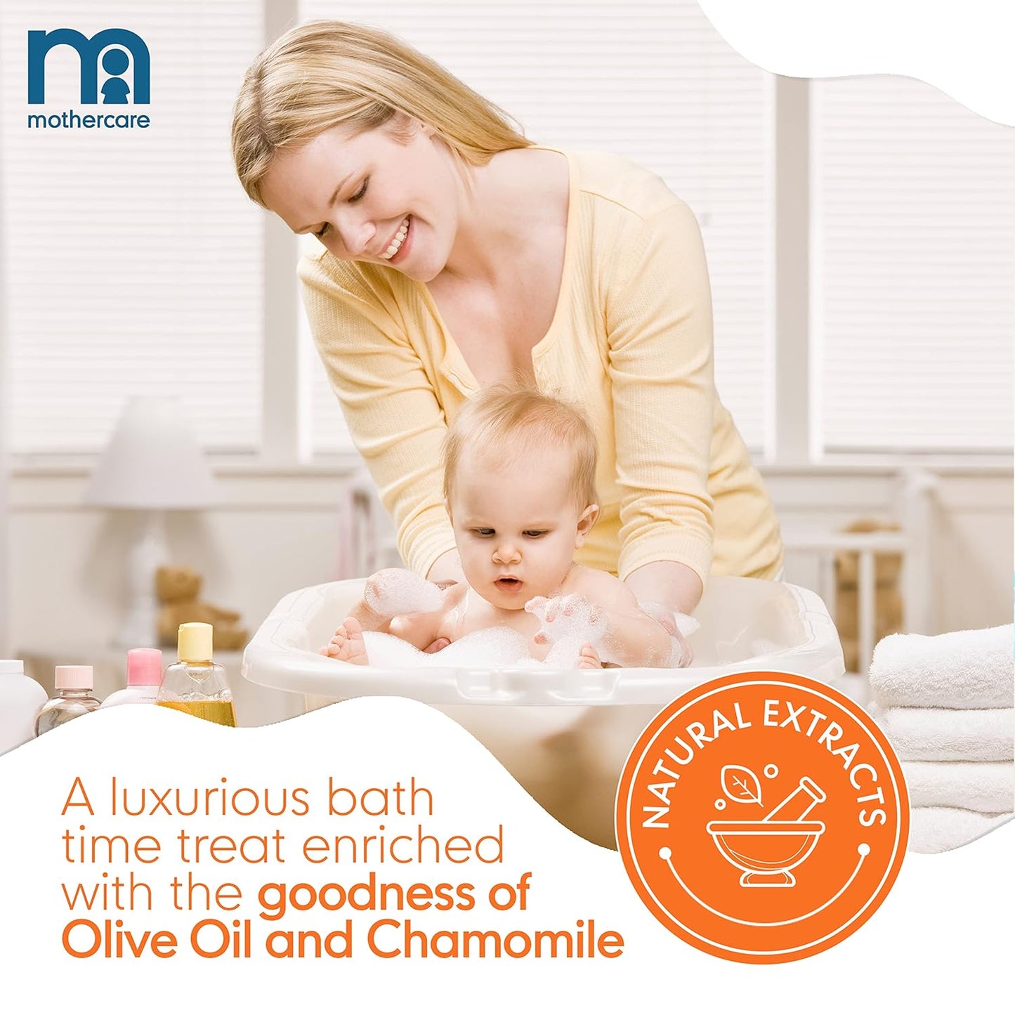 Mothercare All We Know Baby Milk Bath (300ml) | Gentle Moisturizing Baby Bath with Natural Extracts | Mild Cleanser for Newborn & Sensitive Skin