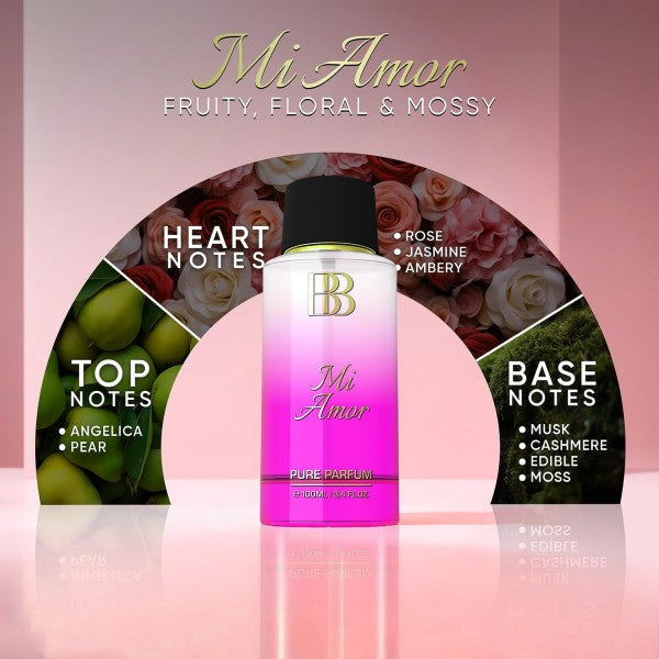 Bergamot Beaute MI AMOR Pure Parfum | Pear, Rose & Cashmere | 12+ Hrs Long Lasting Perfume for Women | Higher Concentration than Eau De Parfum 100ML