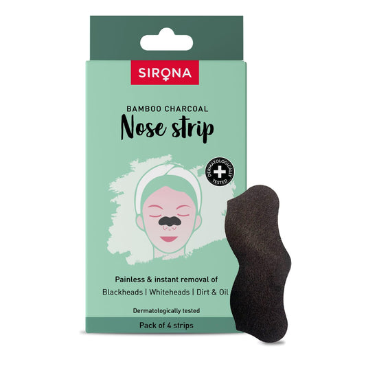 Sirona Blackhead Remover Bamboo Charcoal Nose Strips for Women – Pack of 4 | Painless & Instant Removal of Whiteheads, Blackheads, Pore Cleanser, Dirt & Oil