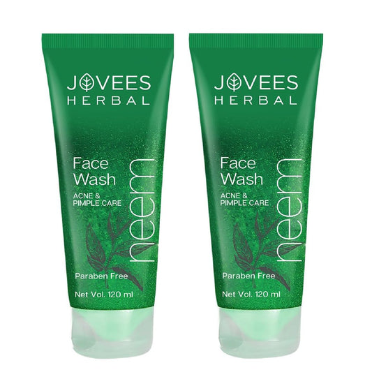 Jovees Herbal Neem Face Wash With Neem & Tea Tree Extracts | For Oily & Acne Prone Skin | Oil Control, Remove Impurities And Prevents Pimples For Men & Women | 120 ML (Pack of 2)