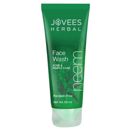 Jovees Herbal Neem Face Wash With Neem & Tea Tree Extracts | For Oily & Acne Prone Skin | Oil Control, Remove Impurities And Prevents Pimples For Men & Women | 50 ML