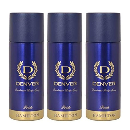 DENVER Pride Deo - 165ML Each (Pack of 3) | Long Lasting Deodorant Spray for Men