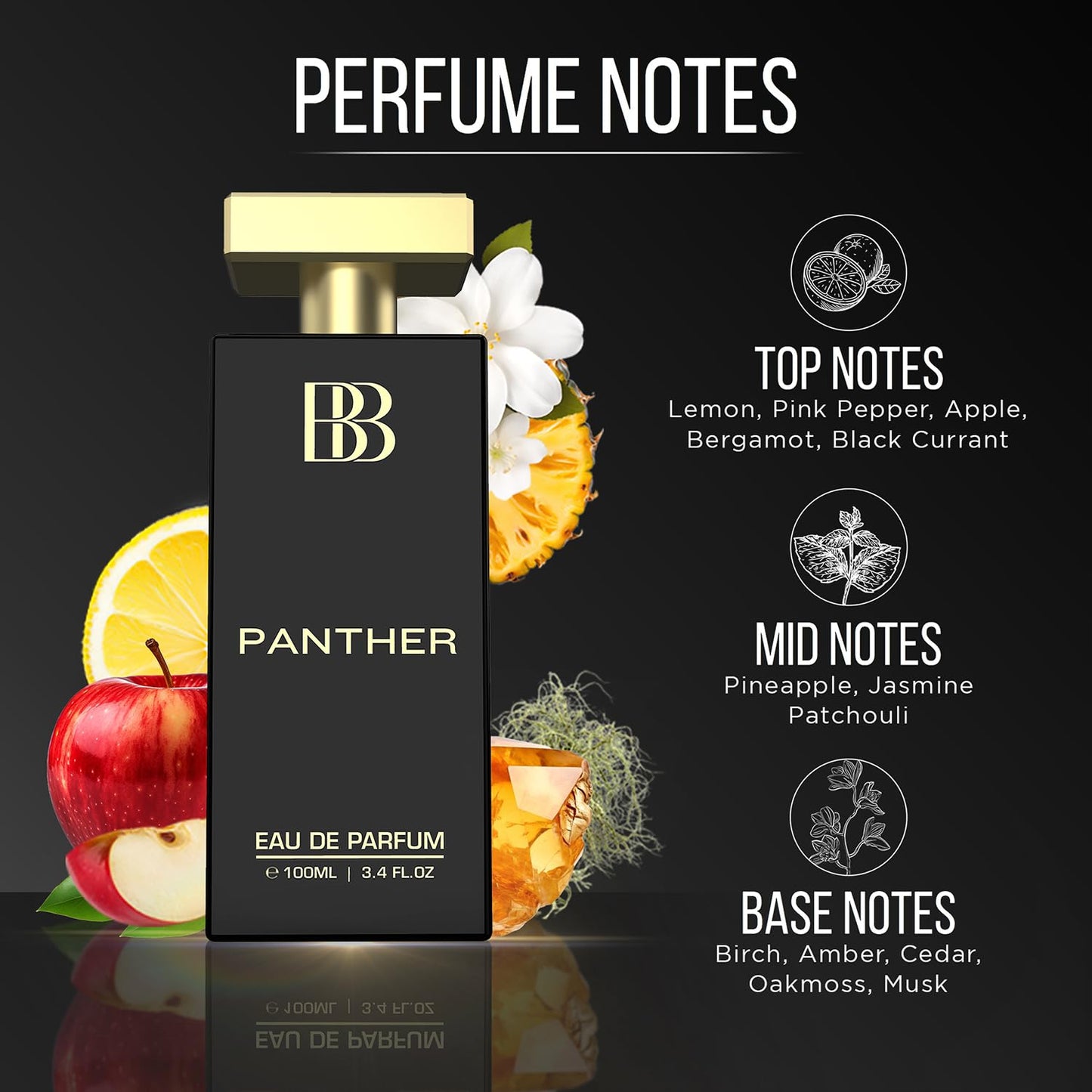 Bergamot Beaute Panther Eau De Parfum Men | Perfume For Men 100ml | Premium Long-Lasting Fragrance | Best Perfume for Men with Patchouli and Musky
