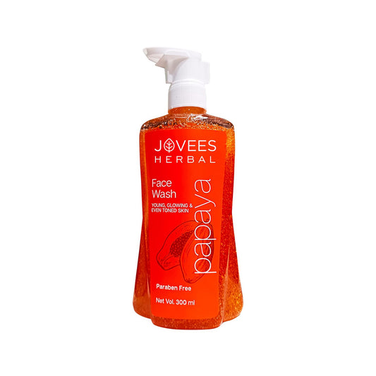 Jovees Herbal Papaya Face Wash For Glowing and Clear Skin with Papaya & Bilberry Ext | Gentle Cleanser For Brightens Skin, Removes Pigmentation & Dark Spots | For All Skin Types - 300 ML