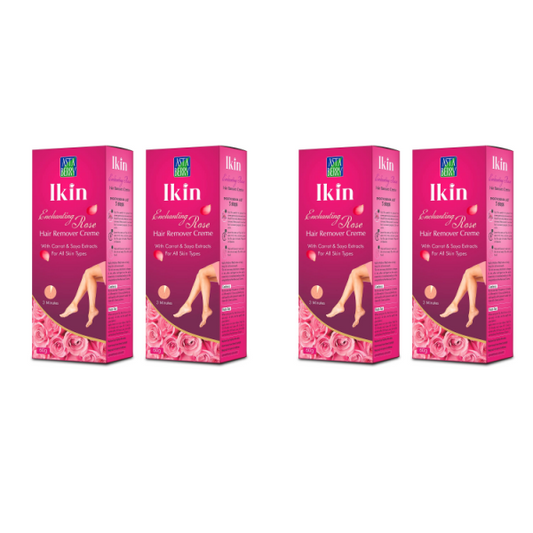 Ikin Rose Hair Remover Cream For All Skin - Bikini Hair Removal Cream For Women & Girls, Pack of 4 (60gm X 4)