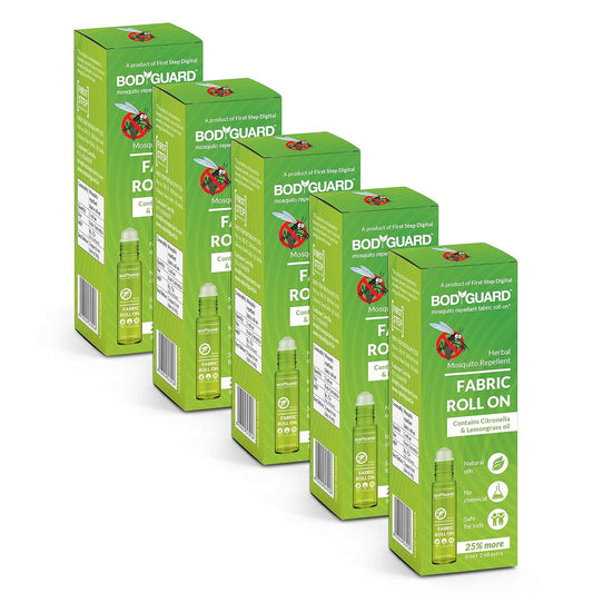 Bodyguard Fabric Roll On for Mosquito Repellent, 10 ml (Green, Pack of 5)