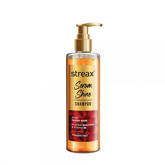 Streax Serum Shine Shampoo, 240 ml for Frizzy and Dry Hair | Paraben-Free With Silicon Boosters & Vit B5 | Controls Frizz, for Smooth & Shiny Hair