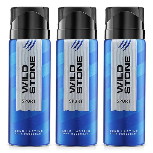 Wild Stone Sport Deodorant for Men, 150ml(Pack of 3) | Best Gym Deodorant | Perfect for Active Lifestyle | Everyday Body Spray for Men