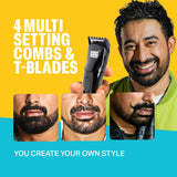 Bombay Shaving Company Power Play Trimmer For Men Trimmer 75 min Runtime 5 Length Settings (Black)