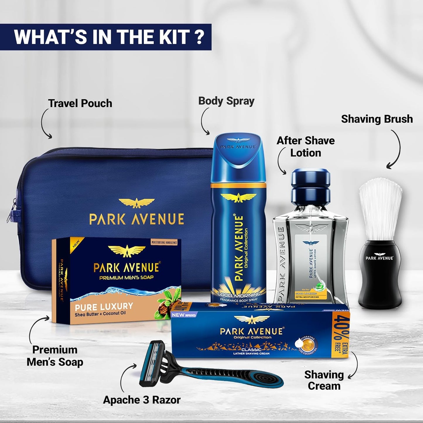 Park Avenue Essential Grooming Collection 7 in 1 Combo Kit for Men | Complete Grooming Set | Perfect Gift for Him