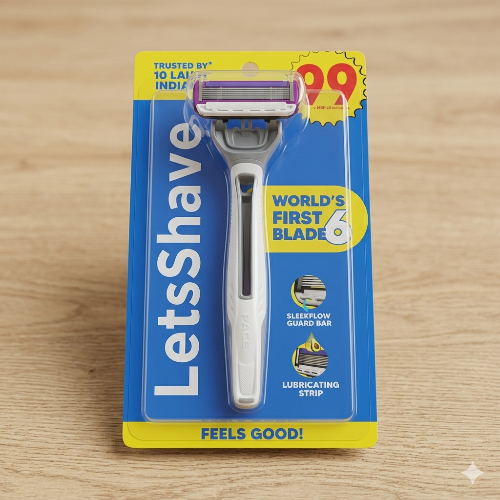 LetsShave Pro 6 Portable Razor for Men – Pack of 1 Disposable Razor | World’s 1st 6 Blade Technology | Smooth & Comfortable Shave