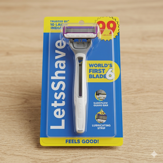 LetsShave Pro 6 Portable Razor for Men – Pack of 1 Disposable Razor | World’s 1st 6 Blade Technology | Smooth & Comfortable Shave