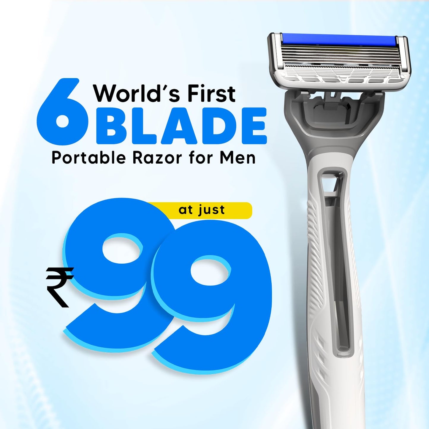 LetsShave Pro 6 Portable Razor for Men – Pack of 1 Disposable Razor | World’s 1st 6 Blade Technology | Smooth & Comfortable Shave