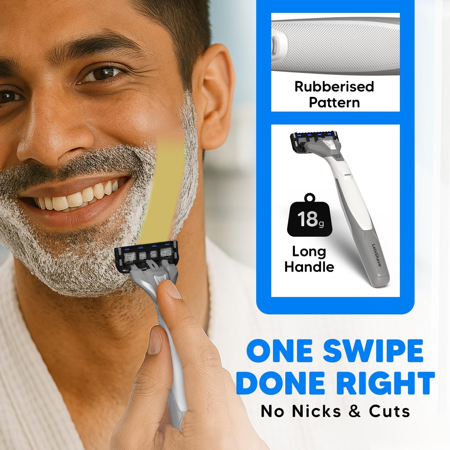 LetsShave Pro 6 Portable Razor for Men – Pack of 1 Disposable Razor | World’s 1st 6 Blade Technology | Smooth & Comfortable Shave