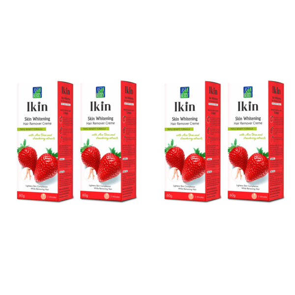 Ikin Skin Brightening Hair Remover Cream For All Skin - Bikini Hair Removal Cream For Women & Girls, Pack of 4 (60gm X 4)