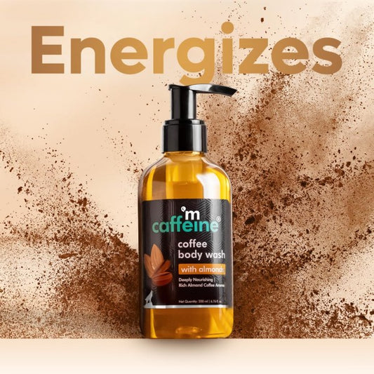 mCaffeine Coffee Body Wash With Almonds | De-Tan & Deep Cleansing Shower Gel|Enriched With Vitamin E&In Energizing Nutty Almond Aroma|Shower Gel|Suitable For All Skin Types|For Both Men&Women - 200Ml