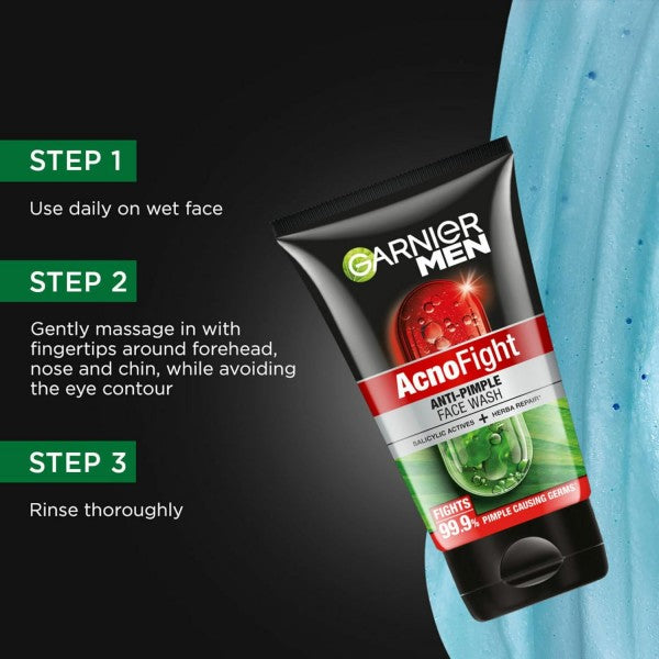 Garnier Men, Anti-Pimple Face Wash, Repairs Skin & Balances Oils, AcnoFight, 100 g