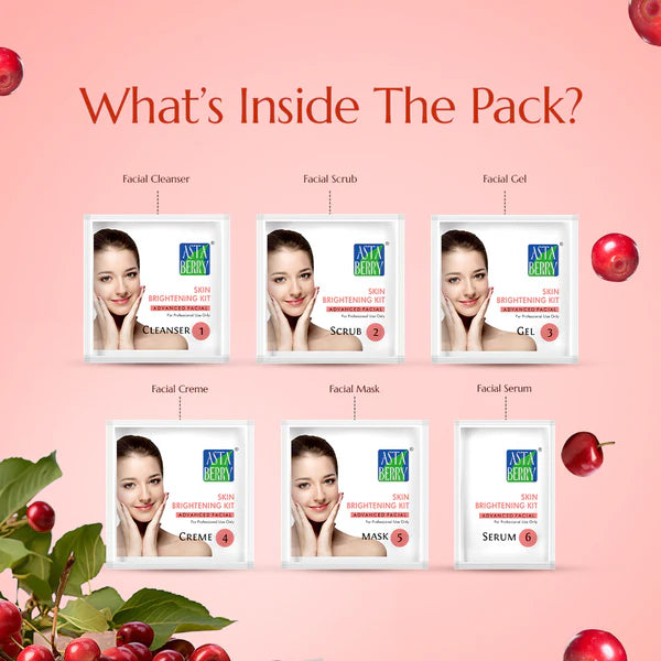 Astaberry Skin Brightening Kit Advanced Facial | 6 Steps - Set of 12 kits