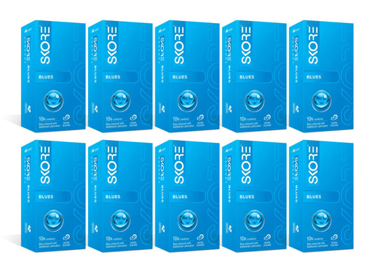 SKORE Blues Vanilla Scented Blue Condoms with Extra Lubrication |10 Count(10Nx8)