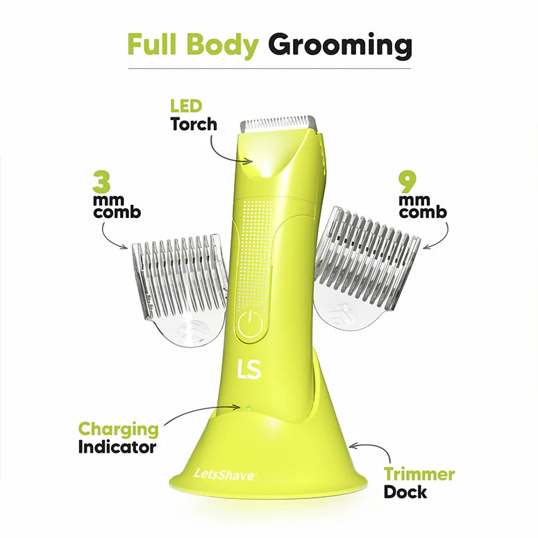 LetsShave Balls & Male Body Trimmer Plus | Waterproof Body Groomer for Men | Skin-Safe Ceramic Blade Technology