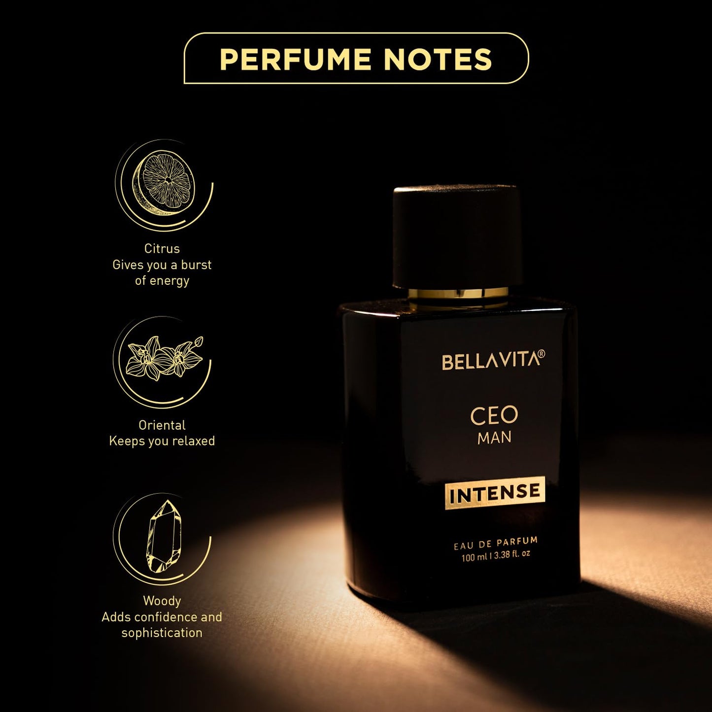 Bella Vita Luxury CEO Man Intense Eau De Parfum for Men 100ml | Long Lasting Premium Perfume | Citrus, Floral, Woody & Musky Fragrance