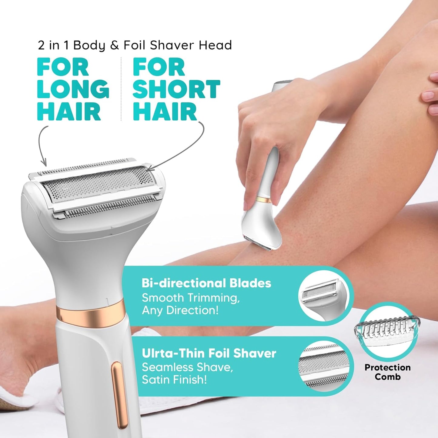 LetsShave Evior 4-in-1 Face & Body Trimmer for Women | Bikini, Facial Hair & Eyebrow Trimmer | Skin-Safe Groomer with Bikini Razor