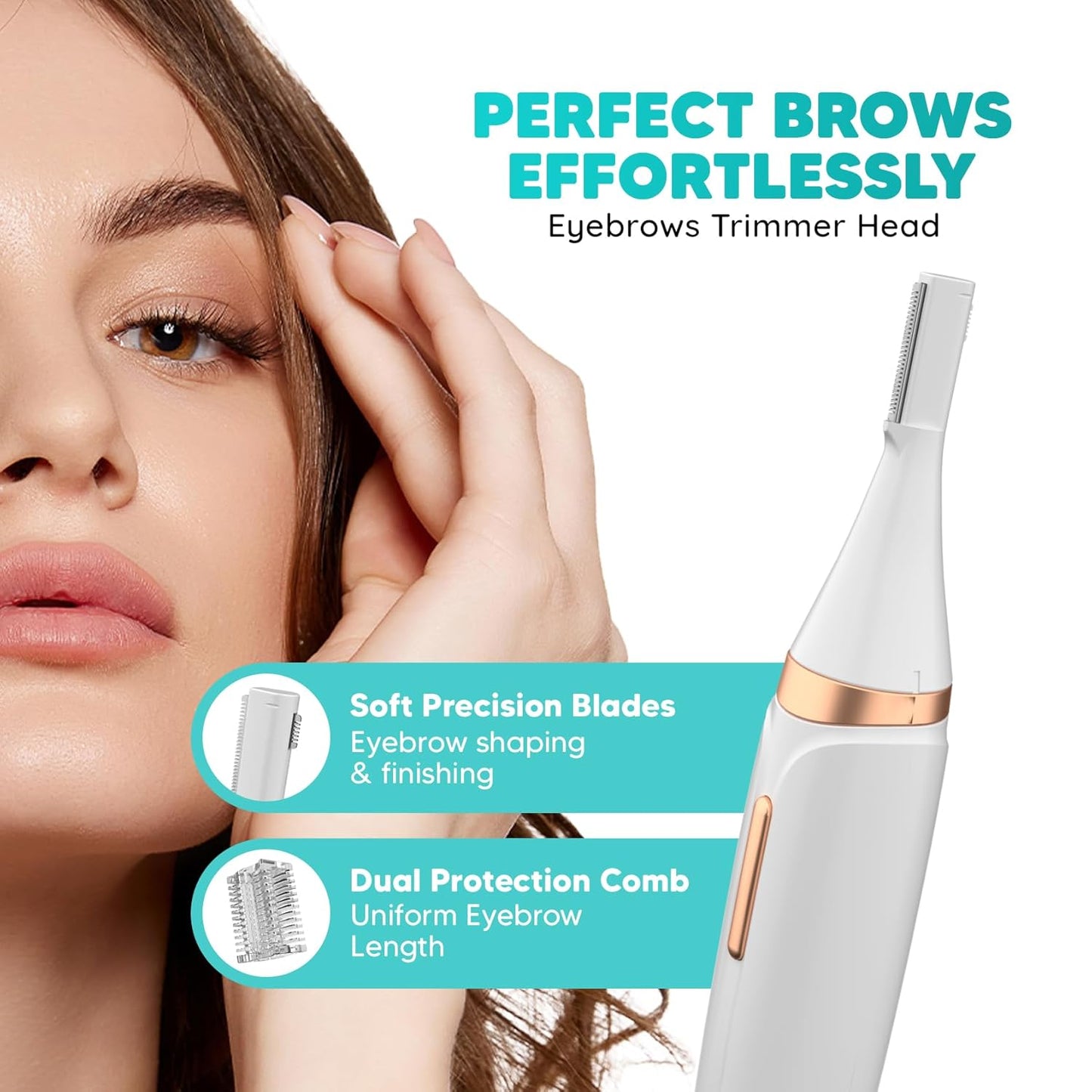 LetsShave Evior 4-in-1 Face & Body Trimmer for Women | Bikini, Facial Hair & Eyebrow Trimmer | Skin-Safe Groomer with Bikini Razor