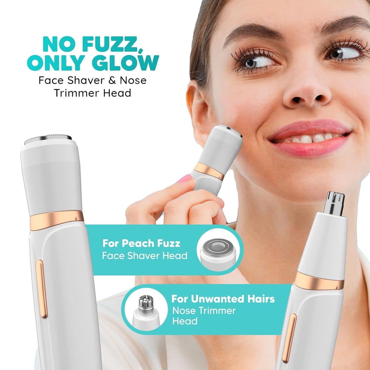 LetsShave Evior 4-in-1 Face & Body Trimmer for Women | Bikini, Facial Hair & Eyebrow Trimmer | Skin-Safe Groomer with Bikini Razor