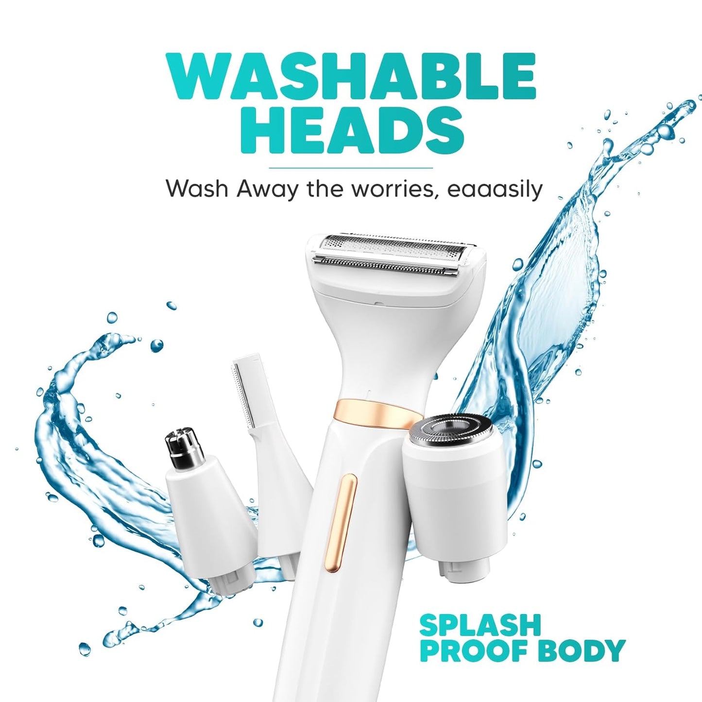 LetsShave Evior 4-in-1 Face & Body Trimmer for Women | Bikini, Facial Hair & Eyebrow Trimmer | Skin-Safe Groomer with Bikini Razor