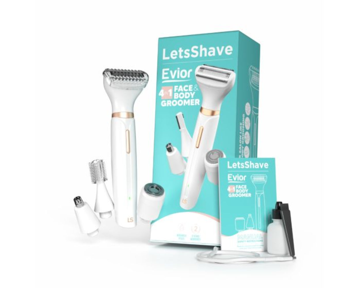 LetsShave Evior 4 in 1 Face and Body Trimmer for Women with Bikini Razor