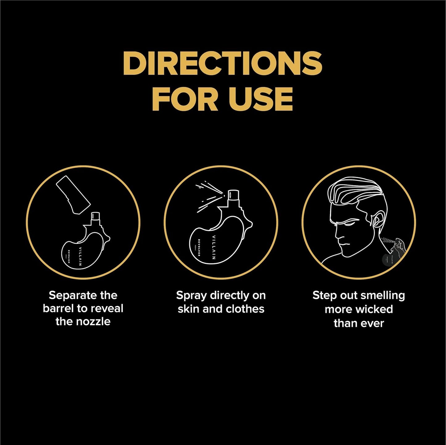 Villain Revolver Eau de Parfum for Men - Gold Edition | Premium Long Lasting Woody Oriental Fragrance - 100ml