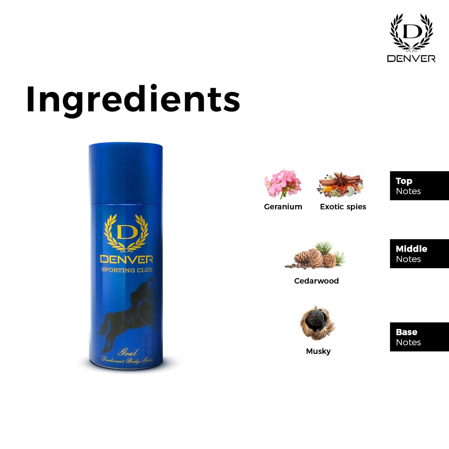 DENVER Sporting Club Goal Deo - 165ML | Long Lasting Deodorant Body Spray for Men