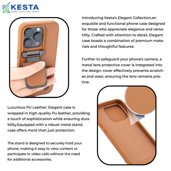 iPhone 15 Cover - Elegant Black Leather Case (With Camera Protection)