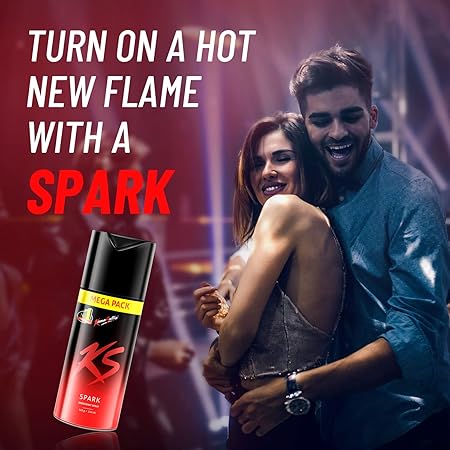 KS Spark Deodorant Spray Combo Pack of 2 (190ml Each) | Long Lasting Freshness Body Spray for Men