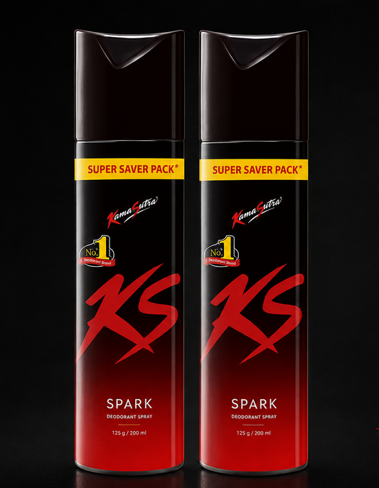 KS Spark Deodorant Spray Combo Pack of 2 (190ml Each) | Long Lasting Freshness Body Spray for Men