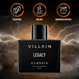 Villain Legacy Classic Luxury Premium Long Lasting Fragrance Eau de Perfum for Men, 50ml