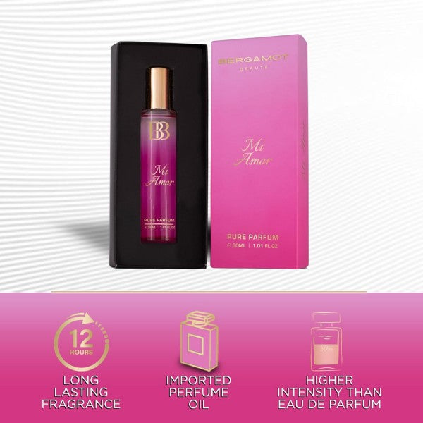 MI AMOR Pure Parfum | Pear, Rose & Cashmere | 12+ Hrs Long Lasting Perfume for Women | Higher Concentration than Eau De Parfum 30ML
