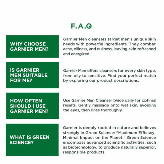 Garnier Men, Face Wash, Brightening & Anti-Pollution, TurboBright Double Action, 100 g